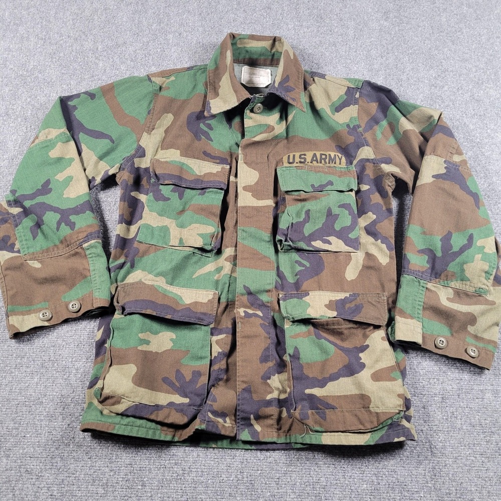 Vintage US Army Jacket Mens Small Regular Woodland Camo BDU Military 80s 90s